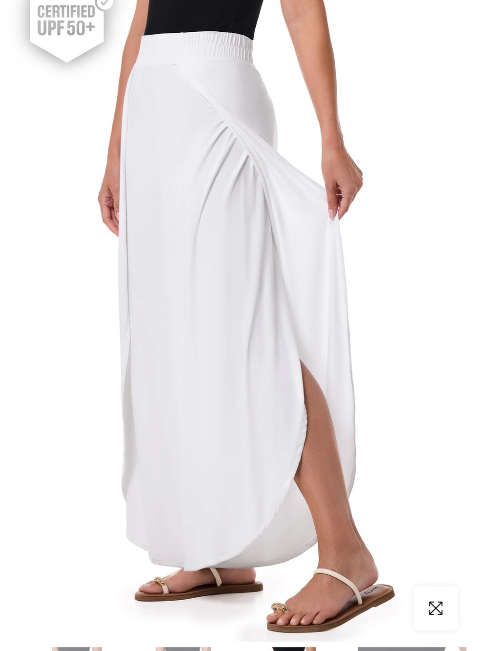 NWT Coolibar UPF 50+ White Wide Leg Swimsuit Cover Up Pants Large - Picture 6 of 6